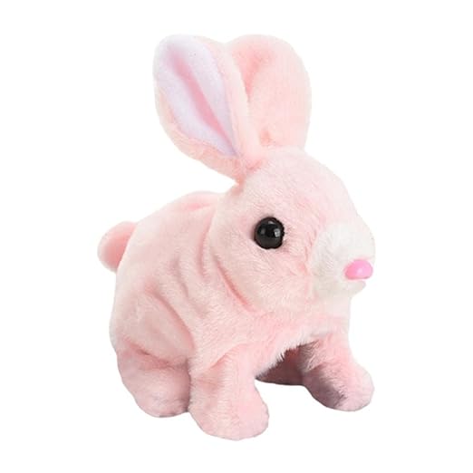 Hopping Walking Bunny Toy with Sounds, Jumping Rabbit Wiggling Ears, Twitching Mouth and Nose, Educational Interactive Bunny Rabbit Toy for Baby Kids
