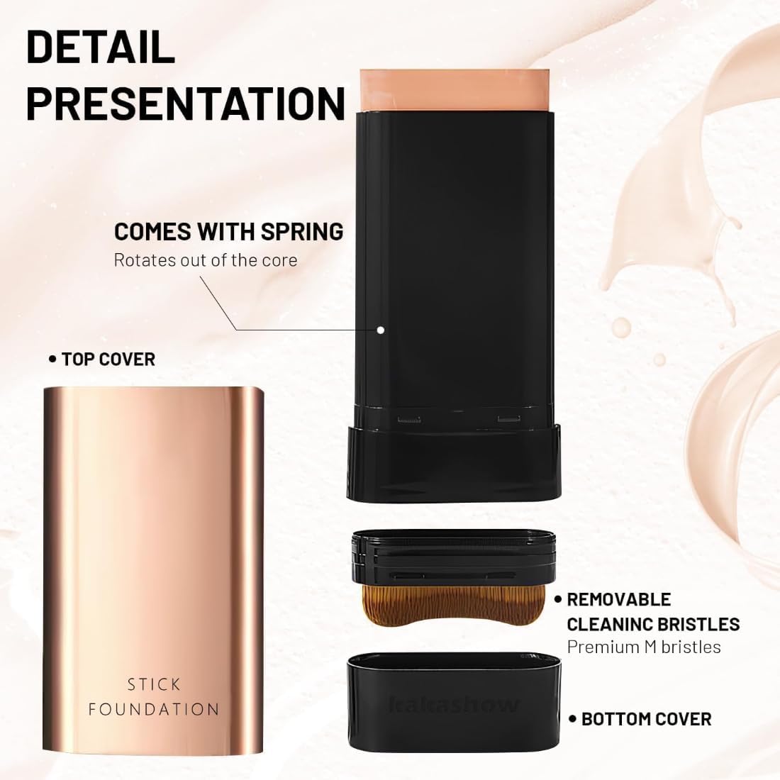 2 in 1 Luxury Anti-Wrinkle Foundation Stick,Long-Lasting Double Head Foundation Make Up Stick with Brush,Waterproof Concealer & Cream Base Makeup for All Skin Types,(PCS-1).