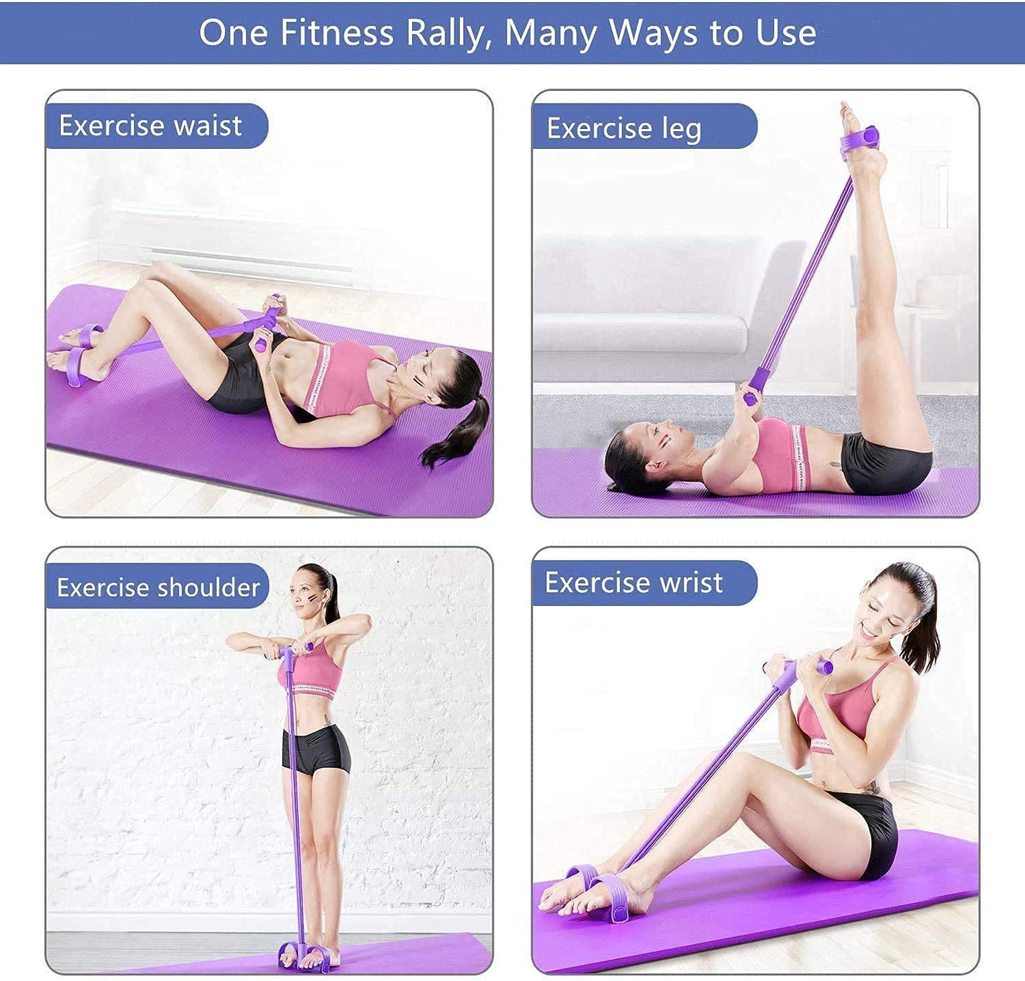 Pull Reducer Training Bands-4Tubes Body Pedal Exerciser Yoga Crossfit Exercise, Arm Exercise, Tummy Body Building Training Resistance Bands (Multi)
