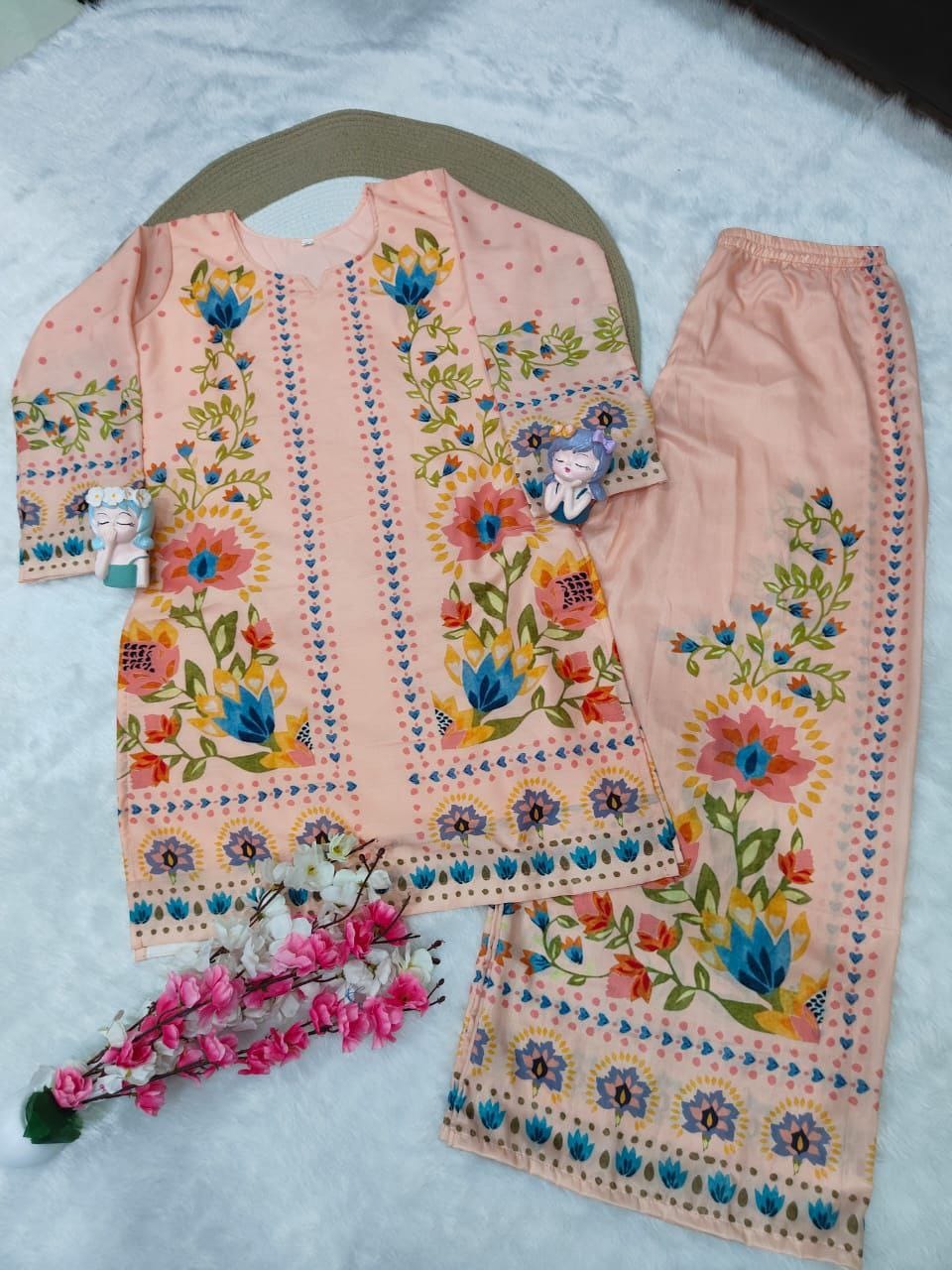 Women Plus Size Muslin Co-ord Set with Digital Print | Soft Crepe Inner | Fully Stitched Top & Pant Set | M to 10XL