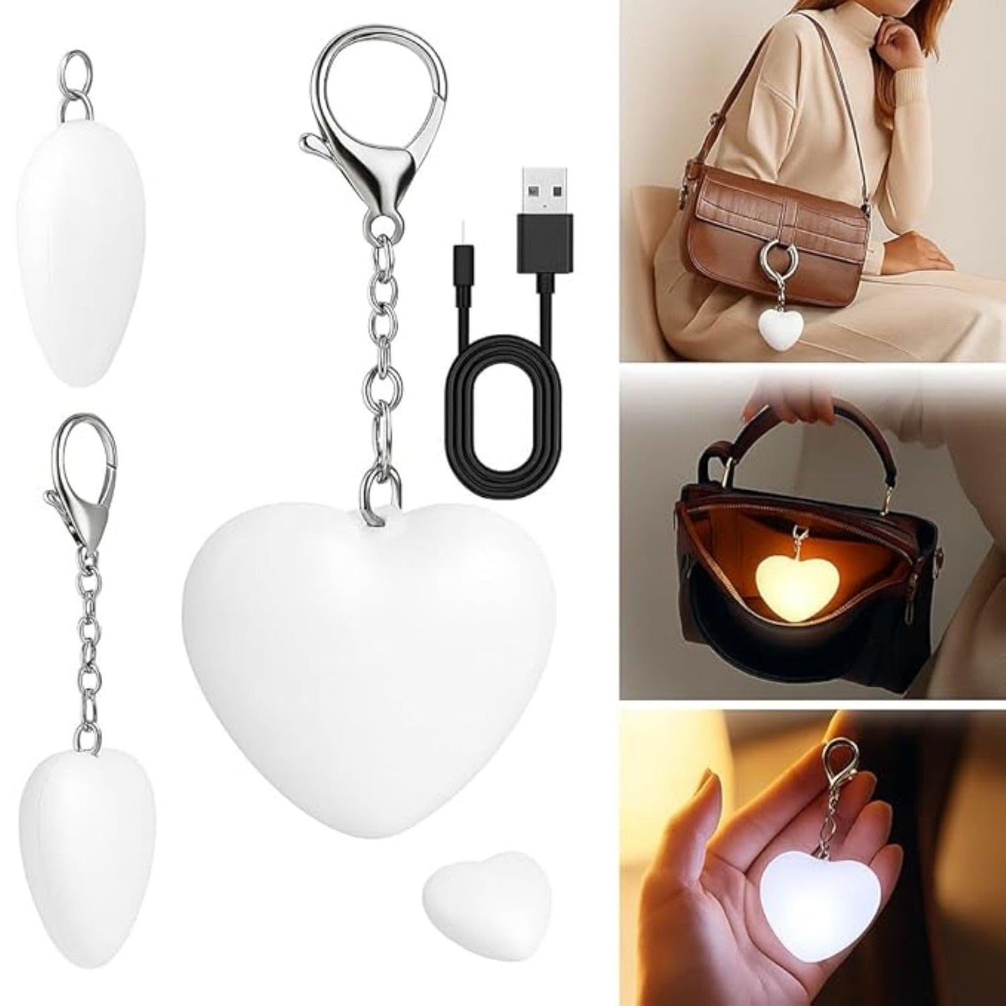 Heart Shaped LED Purse Light Keychain | Automatic Sensor Handbag Light | Mini Touch Activated Purse Lamp | Cute Heart Keychain for Women & Girls (A1)