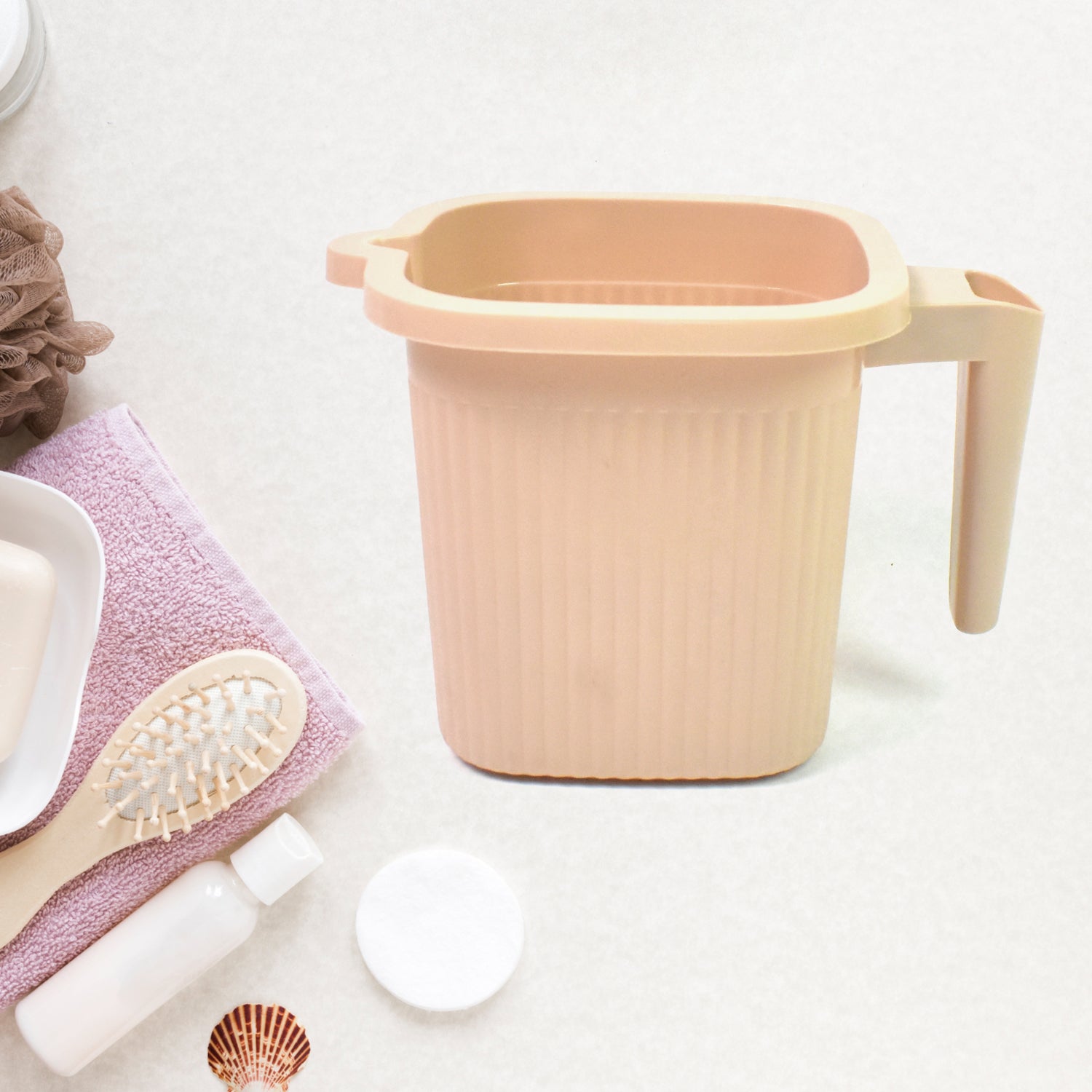 Plastic Square Bath Water Mug (1 Pc  1000 Ml  Mix Color)