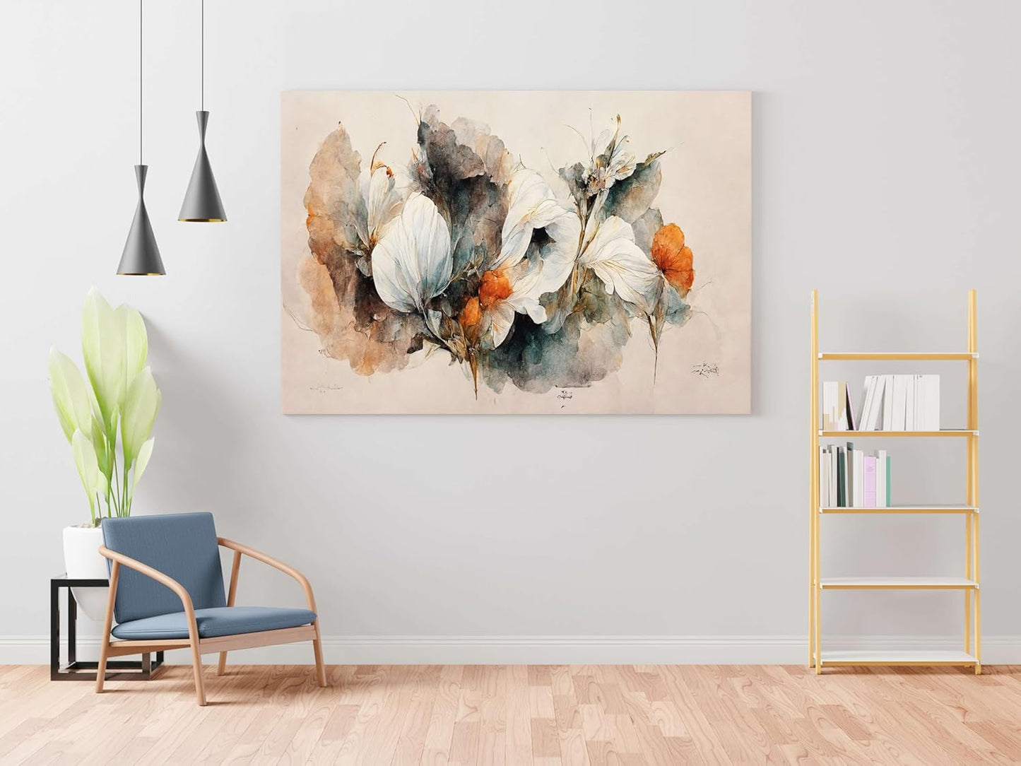 Flower Paintings For Wall Decoration With Frame Canvas Painting For Living Room Bedroom Home Office & Hotels  (34 inch x 22 inch)