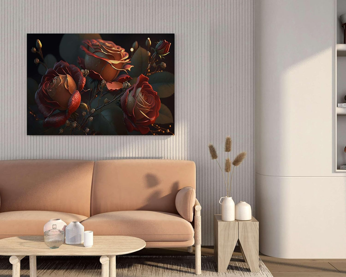 Flower Paintings For Wall Decoration With Frame Canvas Painting For Living Room Bedroom Home Office & Hotels  (34 inch x 22 inch)