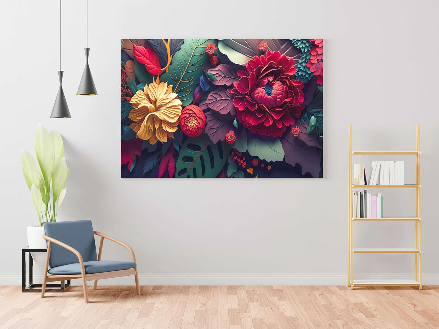 Flower Paintings For Wall Decoration With Frame Canvas Painting For Living Room Bedroom Home Office & Hotels  (34 inch x 22 inch)