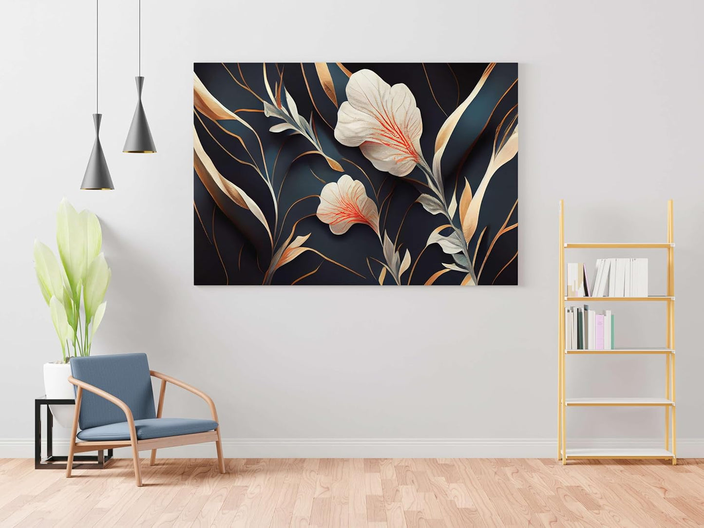 Flower Paintings For Wall Decoration With Frame Canvas Painting For Living Room Bedroom Home Office & Hotels  (34 inch x 22 inch)