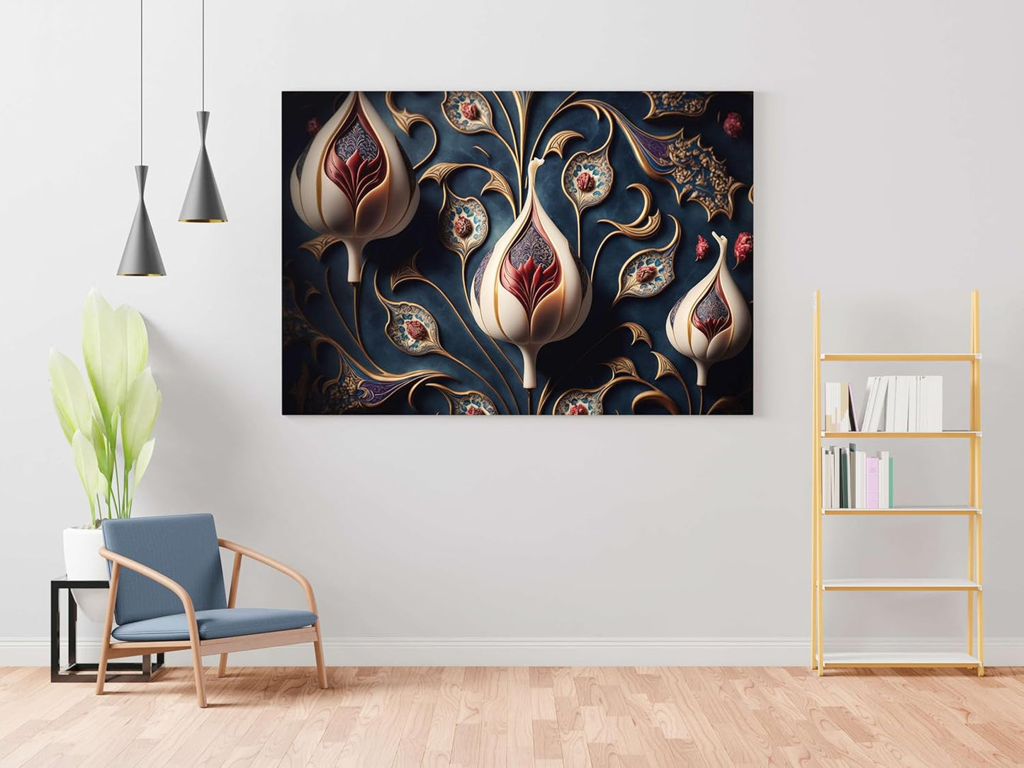 Flower Paintings For Wall Decoration With Frame Canvas Painting For Living Room Bedroom Home Office & Hotels  (34 inch x 22 inch)