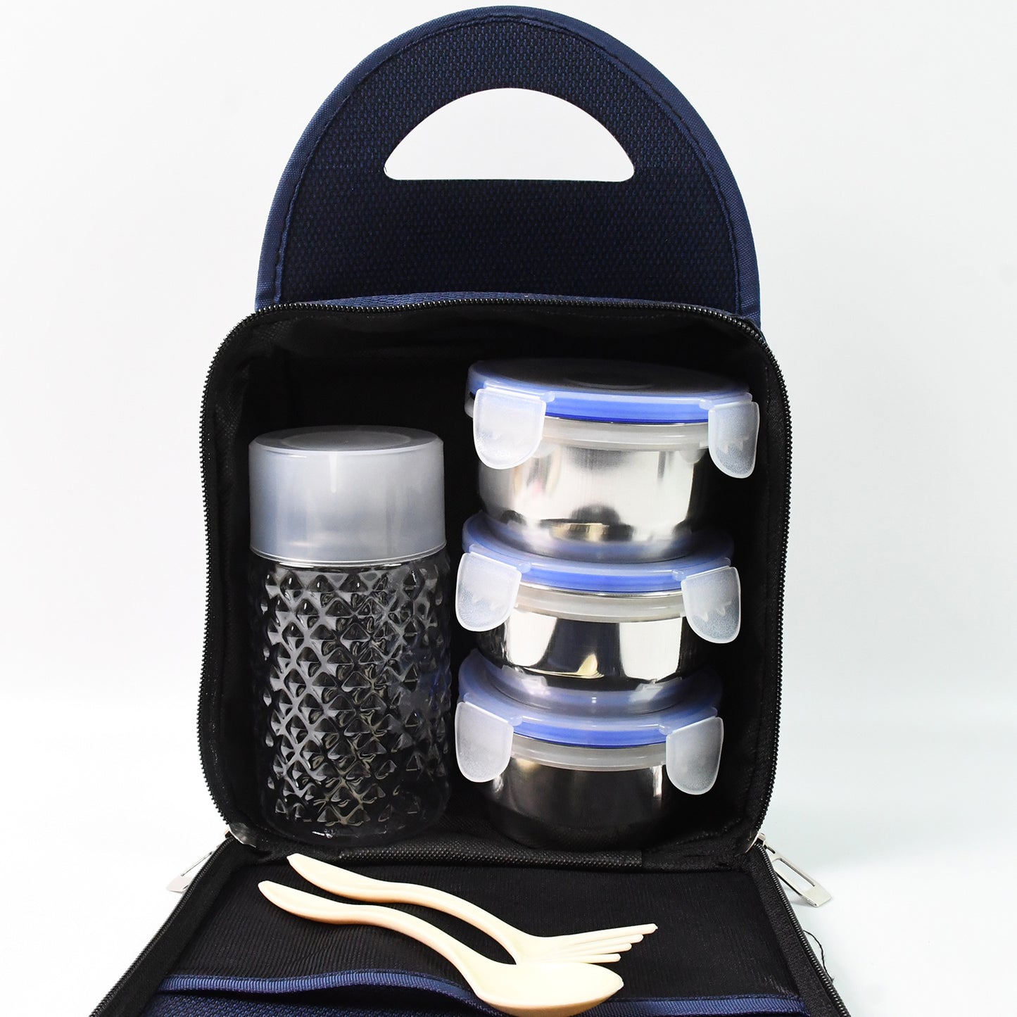 2201 Compact Stainless Steel Airtight Lunch Box Set - 4 Pcs (3 Leakproof Containers And 1 Bottle)
