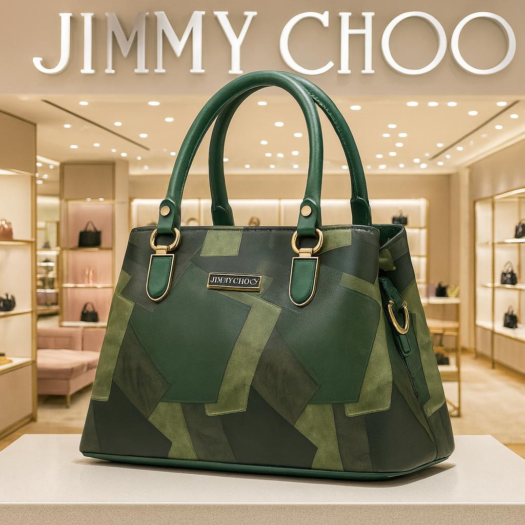 Jimmy Choo Inspired Premium Patchwork Handbag for Women | 3-Compartment Satchel with Adjustable Sling Strap | Elegant Shoulder Bag for Party & Daily Use (11x8x4 Inches)