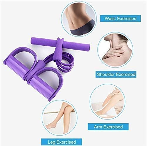 4-Tube Yoga Resistance Band Pedal Puller for Leg and Stomach Exercise Yoga and Home Gym for Men and Women Stretching Band, for Abdomen/Waist/Arm/Leg Stretching Slimming Training Unisex(Multicolor)