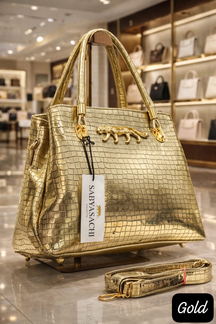 Sabyasachi Style Premium Jelly Coco PU Leather Handbag – Elegant 3-Compartment Office & Party Wear Bag for Women