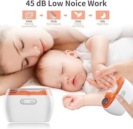 Electric Automatic Nail Clipper,2 in-1 Electric Nail Clipper and Nail Polisher, USB Rechargeable Suitable for Babies,Women Manicure,Kids, Adults, Electric Baby Nail Clippers with LED, Safety Fingernail Trimmer - Orange