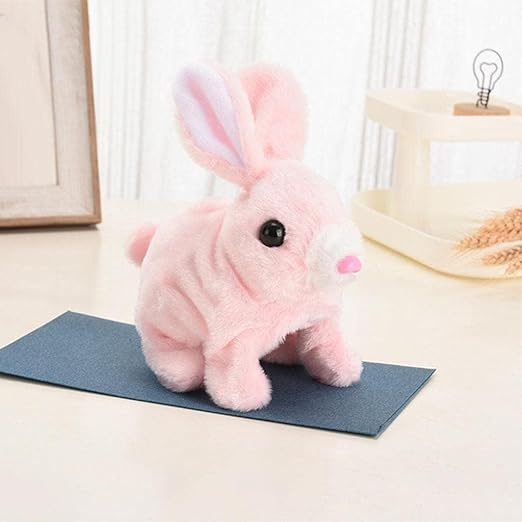 Hopping Walking Bunny Toy with Sounds, Jumping Rabbit Wiggling Ears, Twitching Mouth and Nose, Educational Interactive Bunny Rabbit Toy for Baby Kids