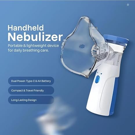 Portable Mesh Nebulizer Machine for Respiratory Care| Silent Operation, USB and Battery Opreated., Adult & Child Use, Fast Relief Angle Fast-Acting Portable Mesh Nebulizer | Quiet, Efficient Mist Therapy for Easy Breathing Anywhere