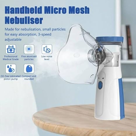 Portable Mesh Nebulizer Machine for Respiratory Care| Silent Operation, USB and Battery Opreated., Adult & Child Use, Fast Relief Angle Fast-Acting Portable Mesh Nebulizer | Quiet, Efficient Mist Therapy for Easy Breathing Anywhere