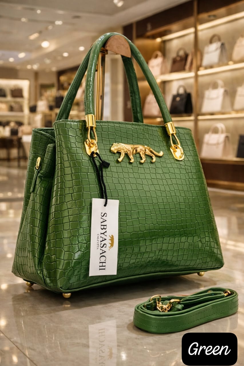 Sabyasachi Style Premium Jelly Coco PU Leather Handbag – Elegant 3-Compartment Office & Party Wear Bag for Women