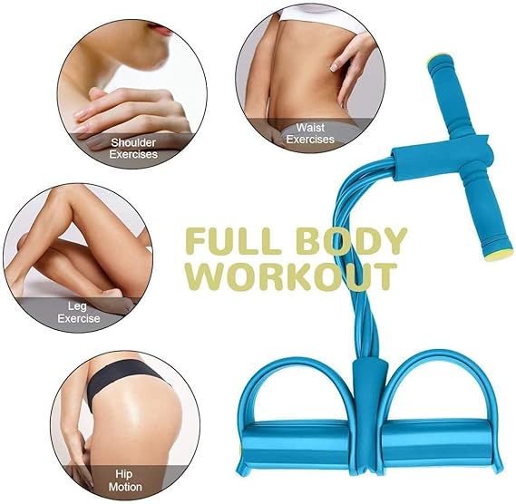 4-Tube Yoga Resistance Band Pedal Puller for Leg and Stomach Exercise Yoga and Home Gym for Men and Women Stretching Band, for Abdomen/Waist/Arm/Leg Stretching Slimming Training Unisex(Multicolor)