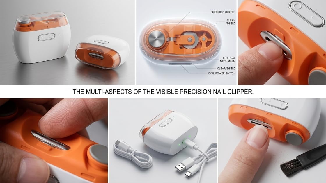 Electric Automatic Nail Clipper,2 in-1 Electric Nail Clipper and Nail Polisher, USB Rechargeable Suitable for Babies,Women Manicure,Kids, Adults, Electric Baby Nail Clippers with LED, Safety Fingernail Trimmer - Orange