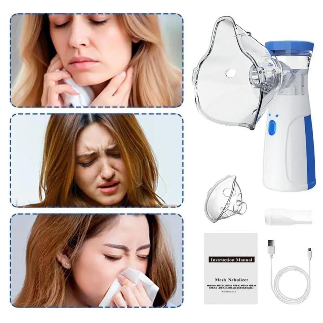 Portable Nebulizer & Humidifier for Baby & Adults | Compact, Silent, Self-Cleaning Machine with Long Battery Life | Effective for Asthma, Cough, Sinus & Allergy Relief at Home