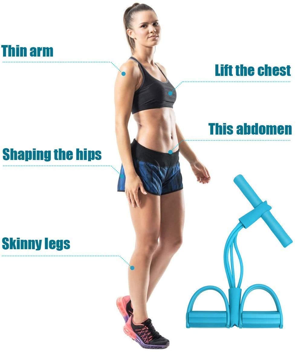Pull Reducer Training Bands-4Tubes Body Pedal Exerciser Yoga Crossfit Exercise, Arm Exercise, Tummy Body Building Training Resistance Bands (Multi)