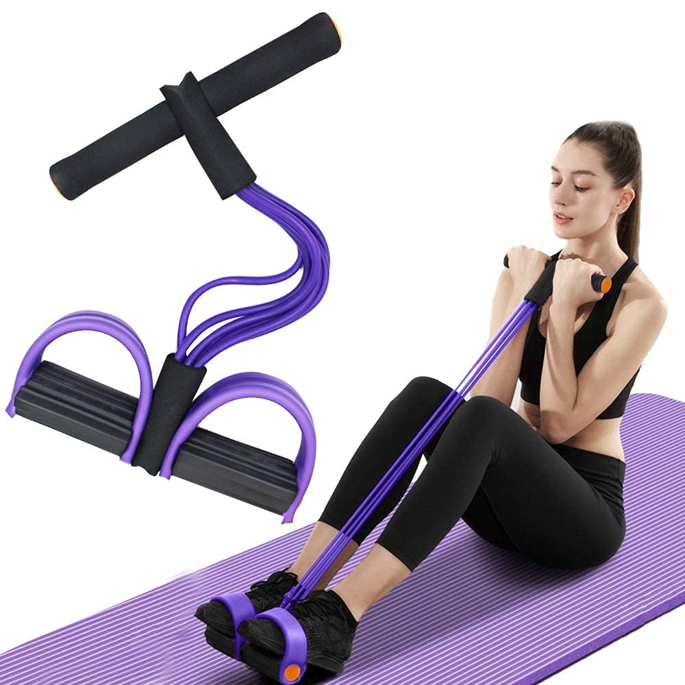 Pull Reducer Training Bands-4Tubes Body Pedal Exerciser Yoga Crossfit Exercise, Arm Exercise, Tummy Body Building Training Resistance Bands (Multi)
