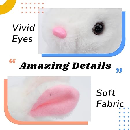 Hopping Walking Bunny Toy with Sounds, Jumping Rabbit Wiggling Ears, Twitching Mouth and Nose, Educational Interactive Bunny Rabbit Toy for Baby Kids