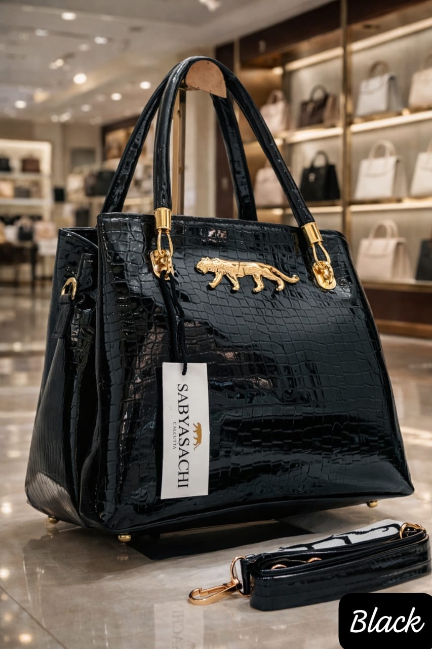 Sabyasachi Style Premium Jelly Coco PU Leather Handbag – Elegant 3-Compartment Office & Party Wear Bag for Women