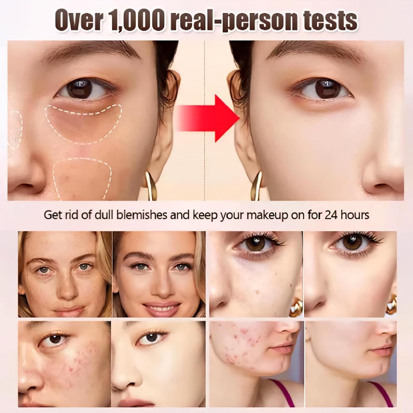 2 in 1 Luxury Anti-Wrinkle Foundation Stick,Long-Lasting Double Head Foundation Make Up Stick with Brush,Waterproof Concealer & Cream Base Makeup for All Skin Types,(PCS-1).
