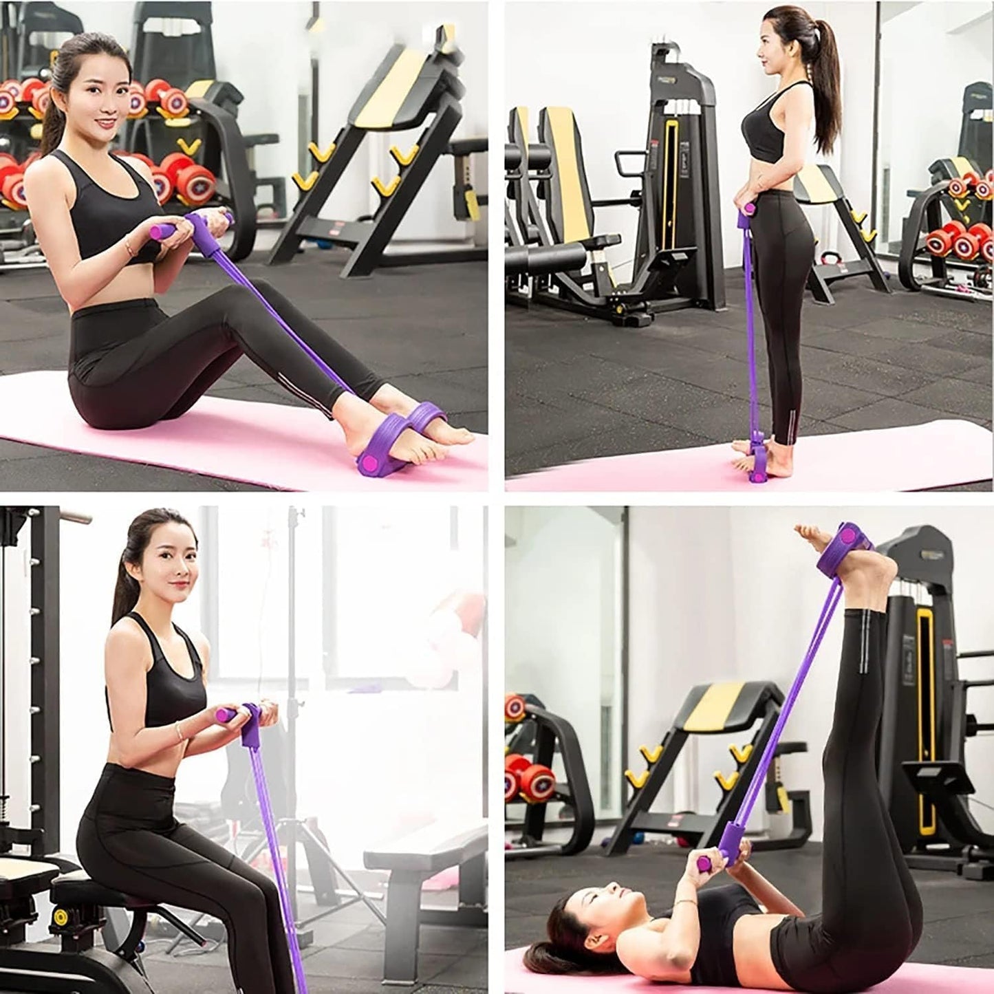 Pull Reducer Training Bands-4Tubes Body Pedal Exerciser Yoga Crossfit Exercise, Arm Exercise, Tummy Body Building Training Resistance Bands (Multi)