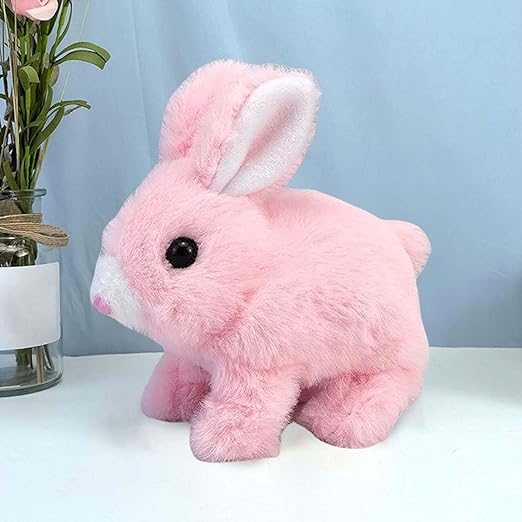 Hopping Walking Bunny Toy with Sounds, Jumping Rabbit Wiggling Ears, Twitching Mouth and Nose, Educational Interactive Bunny Rabbit Toy for Baby Kids