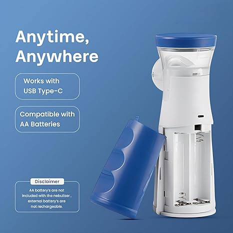 Portable Mesh Nebulizer Machine for Respiratory Care| Silent Operation, USB and Battery Opreated., Adult & Child Use, Fast Relief Angle Fast-Acting Portable Mesh Nebulizer | Quiet, Efficient Mist Therapy for Easy Breathing Anywhere
