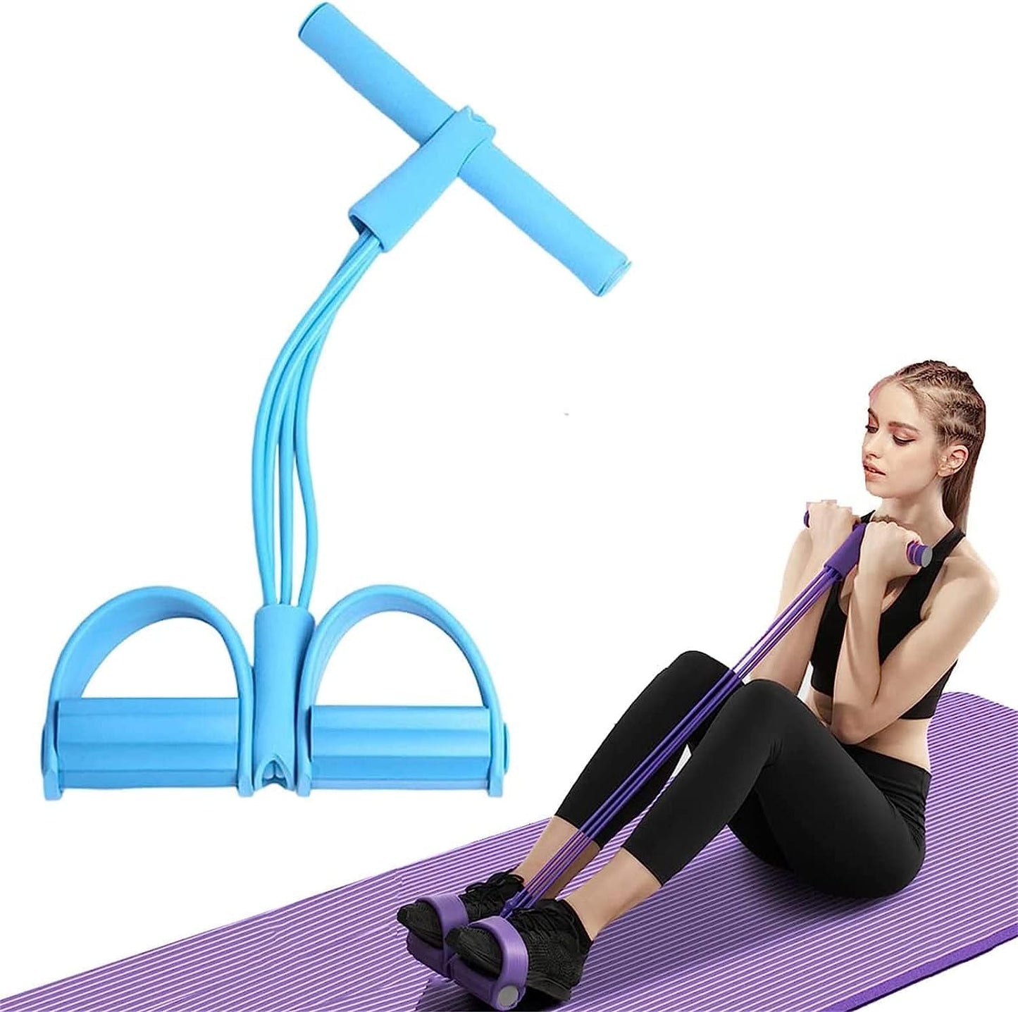 Pull Reducer Training Bands-4Tubes Body Pedal Exerciser Yoga Crossfit Exercise, Arm Exercise, Tummy Body Building Training Resistance Bands (Multi)
