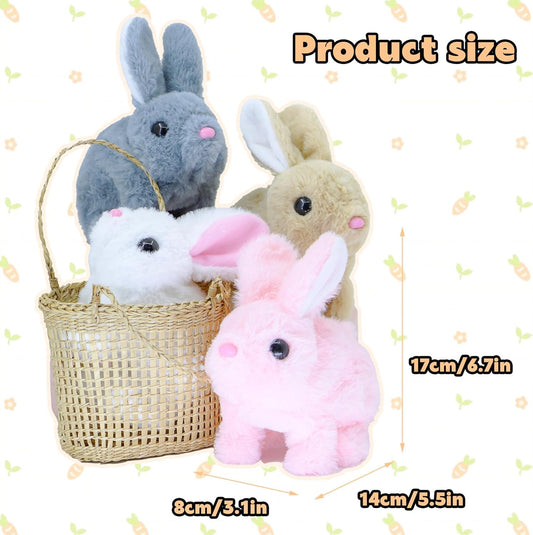 Hopping Walking Bunny Toy with Sounds, Jumping Rabbit Wiggling Ears, Twitching Mouth and Nose, Educational Interactive Bunny Rabbit Toy for Baby Kids