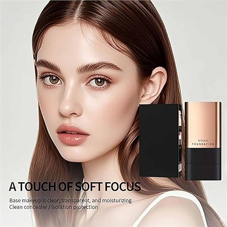 Hydrating Korean Foundation Stick with Built-in Brush | Lightweight, High Coverage, Longwear Makeup for Flawless, Smooth Base – Perfect for Daily Use (Pack of 1)
