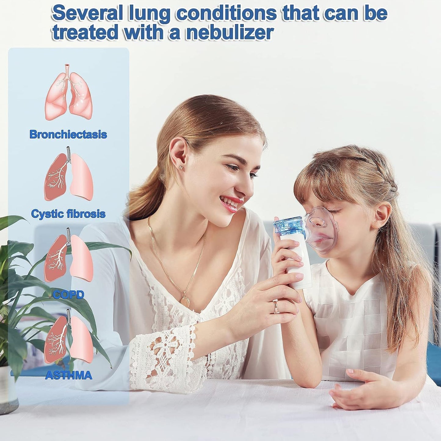 Portable Nebulizer & Humidifier for Baby & Adults | Compact, Silent, Self-Cleaning Machine with Long Battery Life | Effective for Asthma, Cough, Sinus & Allergy Relief at Home