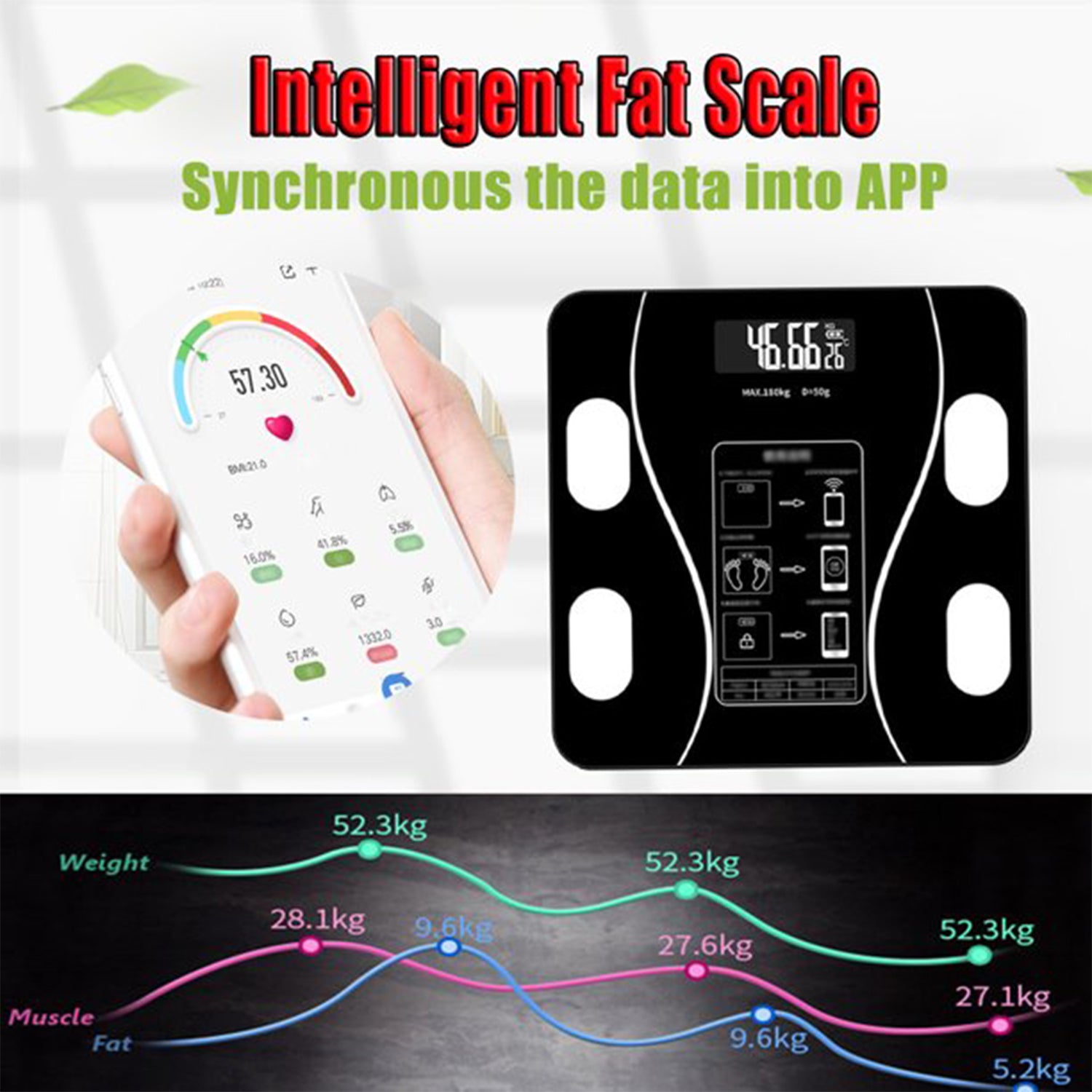 6326 Bluetooth Body Fat Scale Digital Smart Body Weight Scale Ios And Android App To Manage Body Weight Body Fat Water Muscle Mass Bmi Bmr Bone Mass And Visceral Fat With Bmi Scale