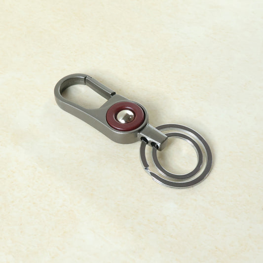 Premium Metal Key Holder With Dual Ring  Secure Clip (1 Pc)