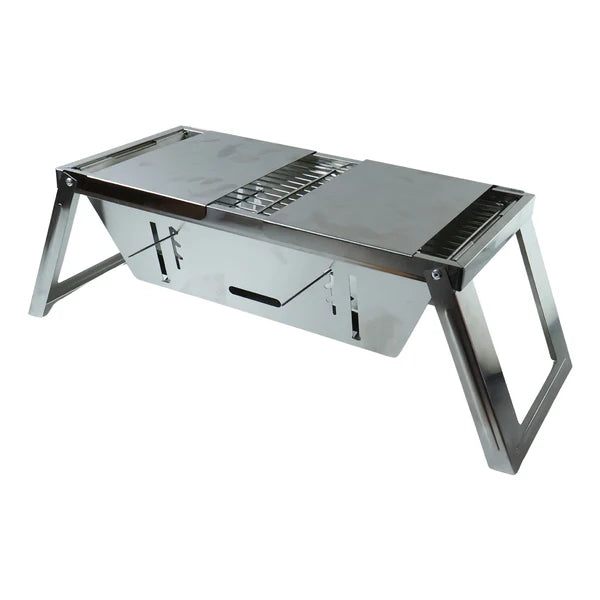 Portable Bbq  Barbecue Grill Stainless Steel Folding Charcoal Grill (1 Set  Net Weight  2207 Gm)