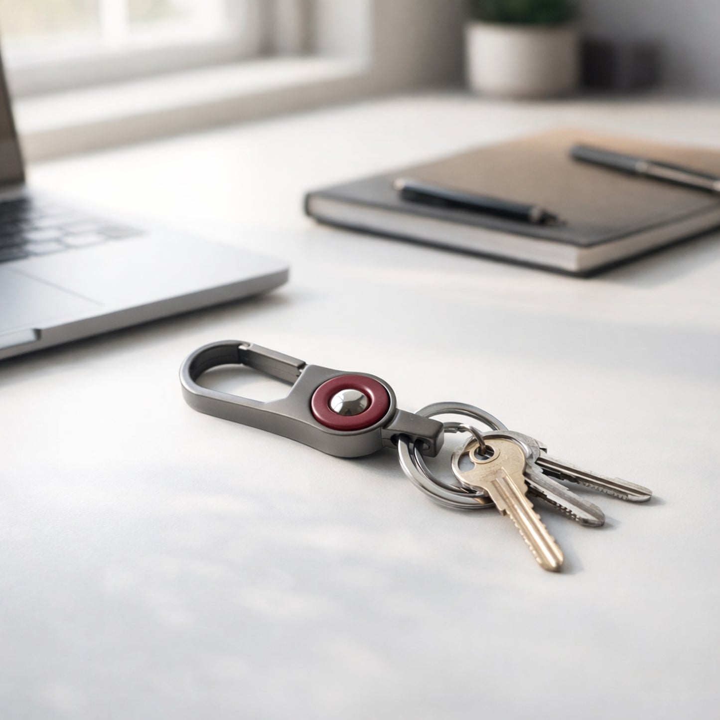 Premium Metal Key Holder With Dual Ring  Secure Clip (1 Pc)