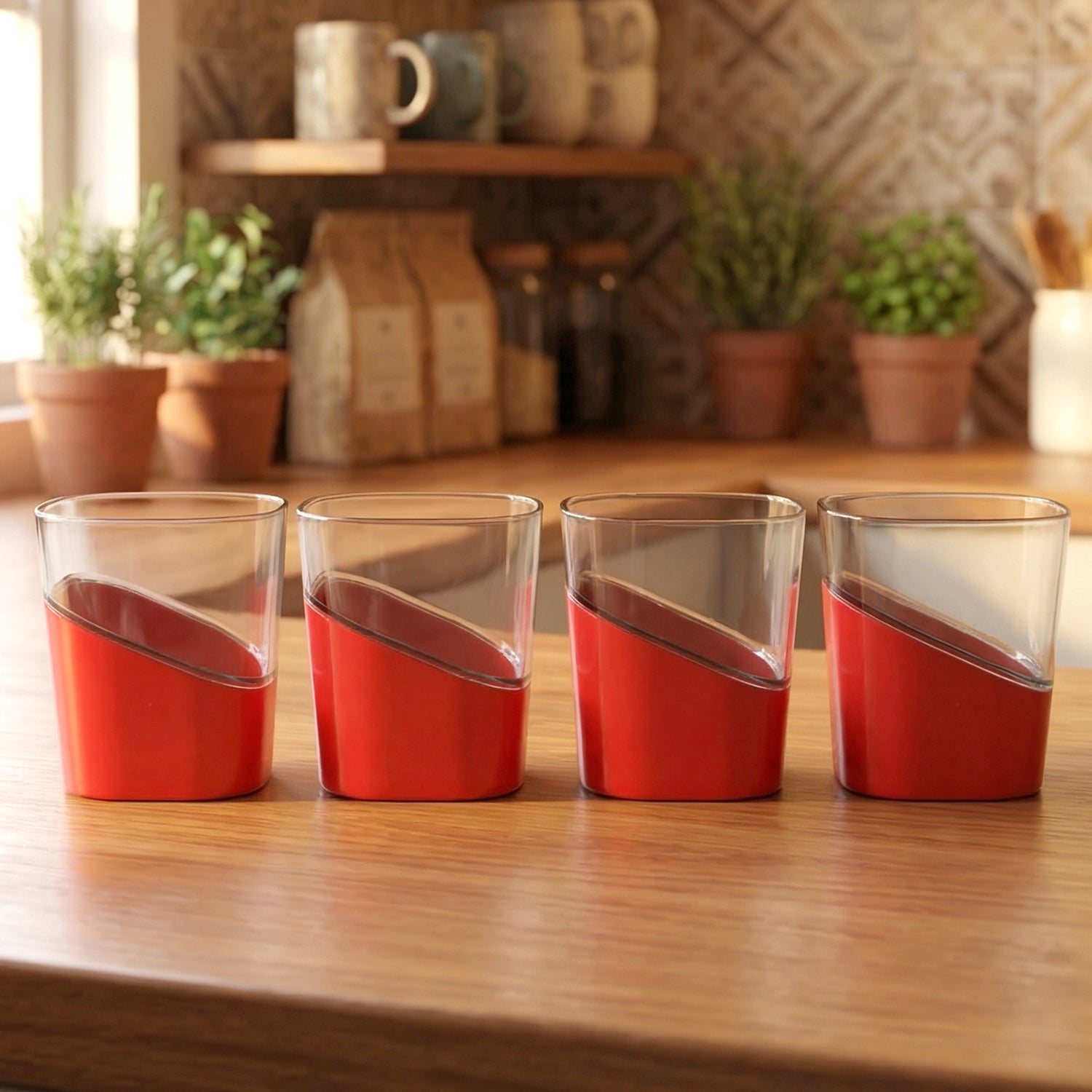 Prexo Stylish Grip Base Plastic Selo Glass (4 Pc Set 300 Ml Each)