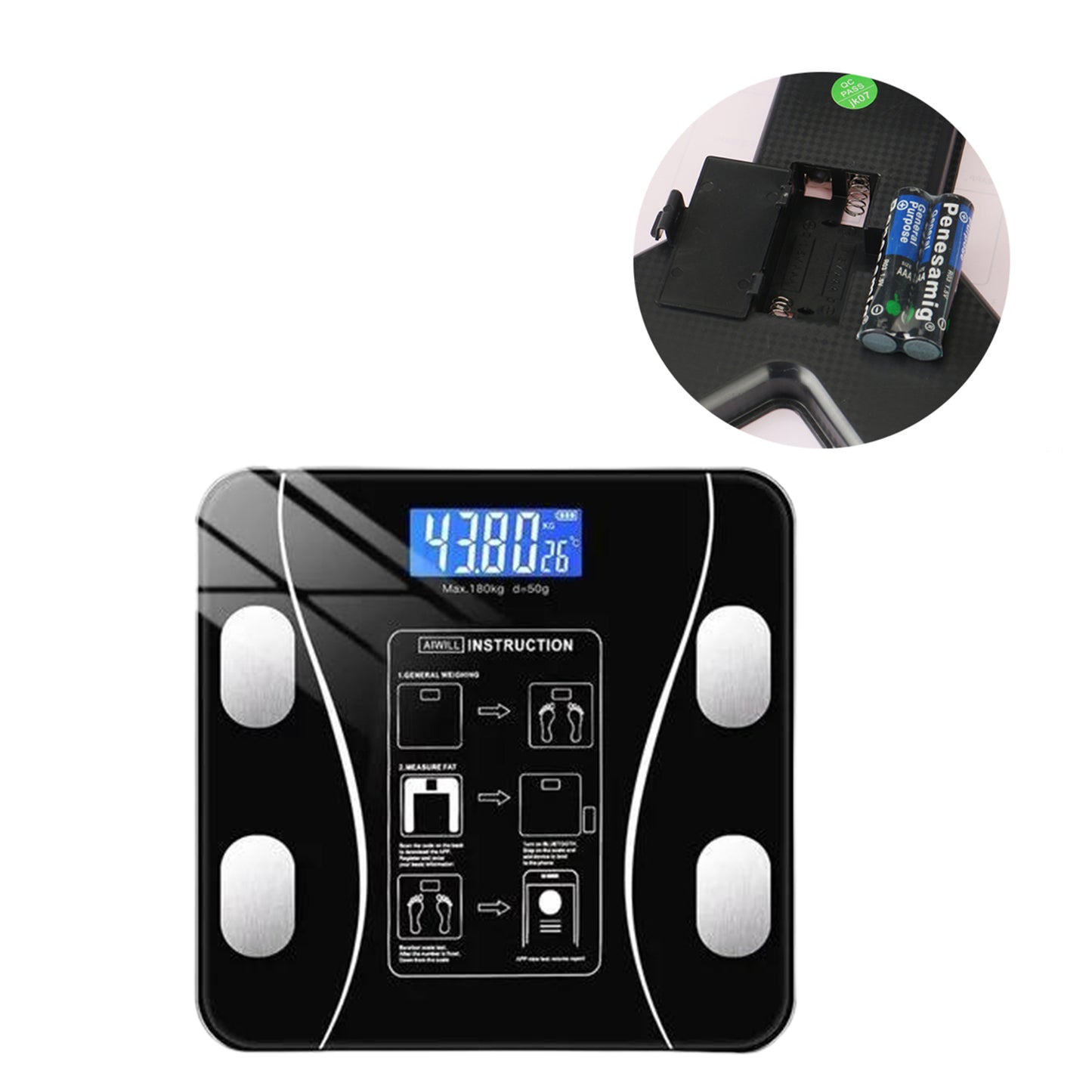 6326 Bluetooth Body Fat Scale Digital Smart Body Weight Scale Ios And Android App To Manage Body Weight Body Fat Water Muscle Mass Bmi Bmr Bone Mass And Visceral Fat With Bmi Scale