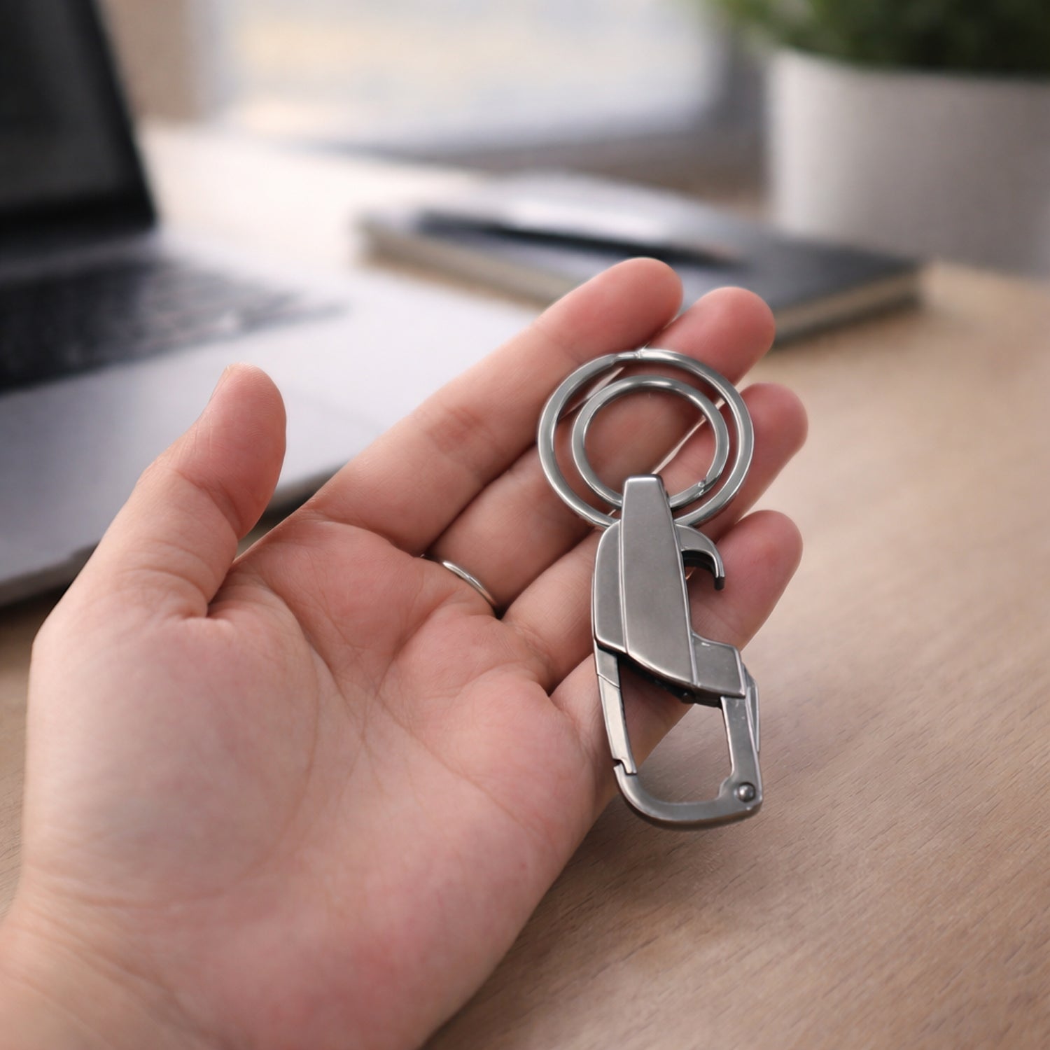 Heavy Duty Metal Key Holder With Secure Lock Keychain (1 Pc)