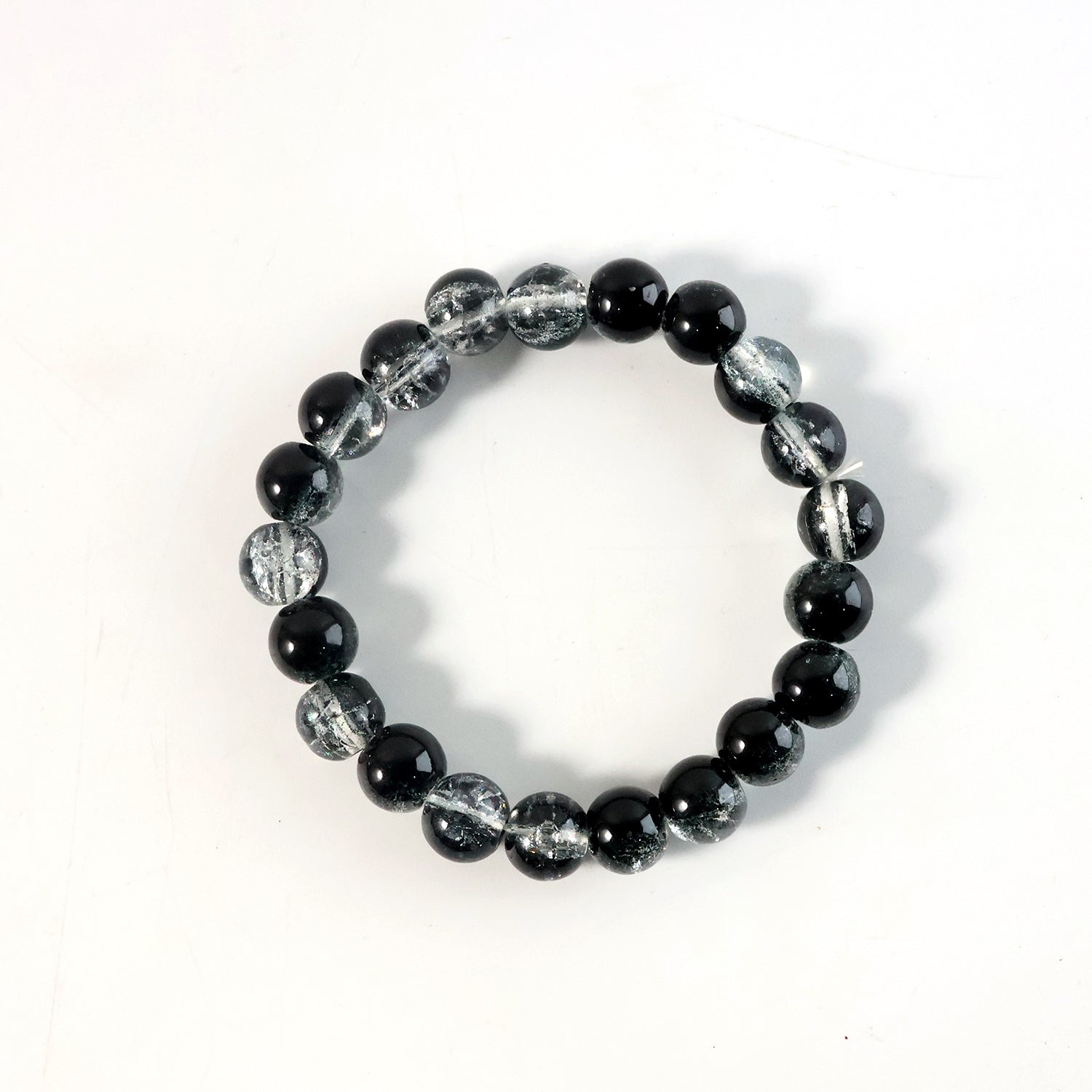 Elegant Dual-tone Crystal Beaded Stretch Bracelet (1 Pc)