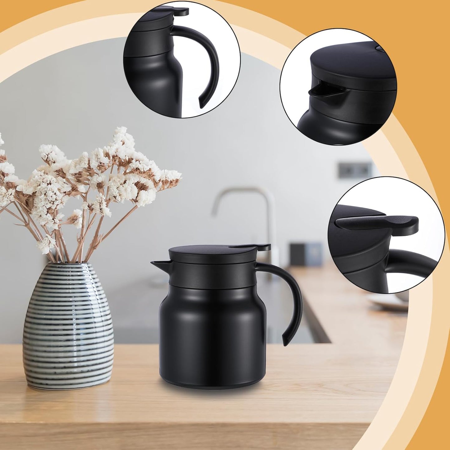 800 Ml Insulated Thermos Flask With Handle And Strap