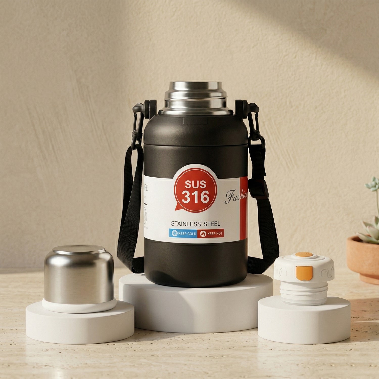 Premium Vacuum Insulated Stainless Steel Bottle Cup With Handle (900ml Approx)