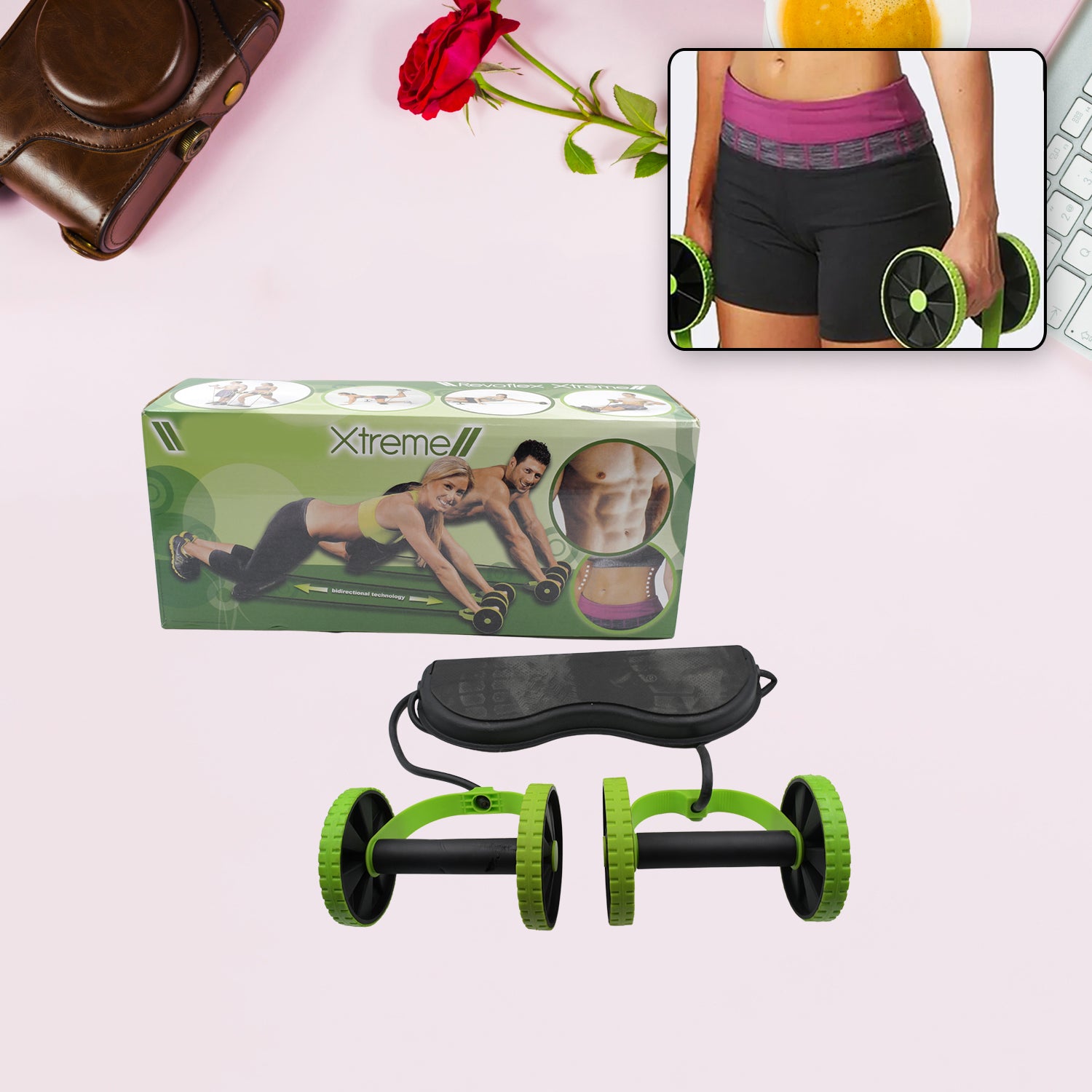 7246 Professional Fitness Imported Ab Builder Ab Care Xtreme Fitness  Resistance Exerciser Resistance Tube Ab Slimmer Rope Exerciser Body Building Home Gym Trainer For Both Men  Women (1 Pc)