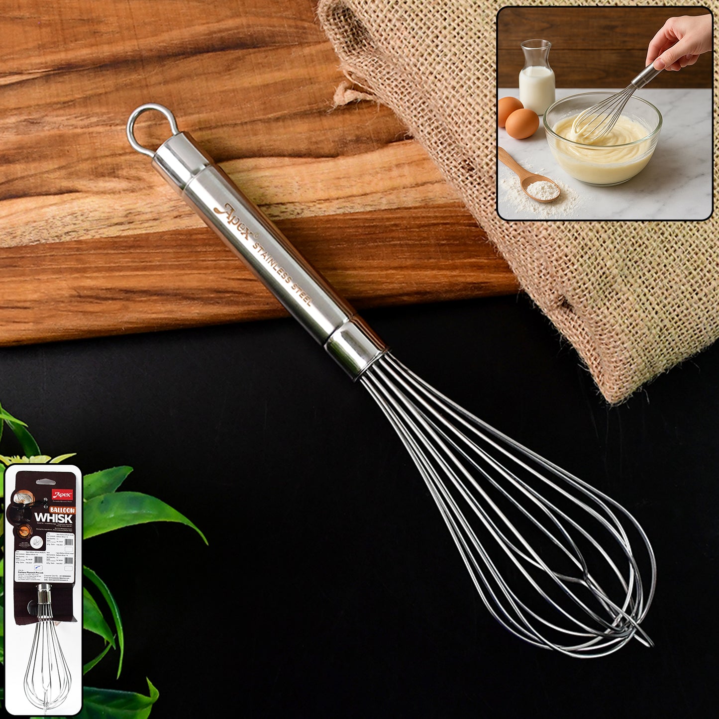 Apex Stainless Steel Large Hand Whisk (1 Pc)