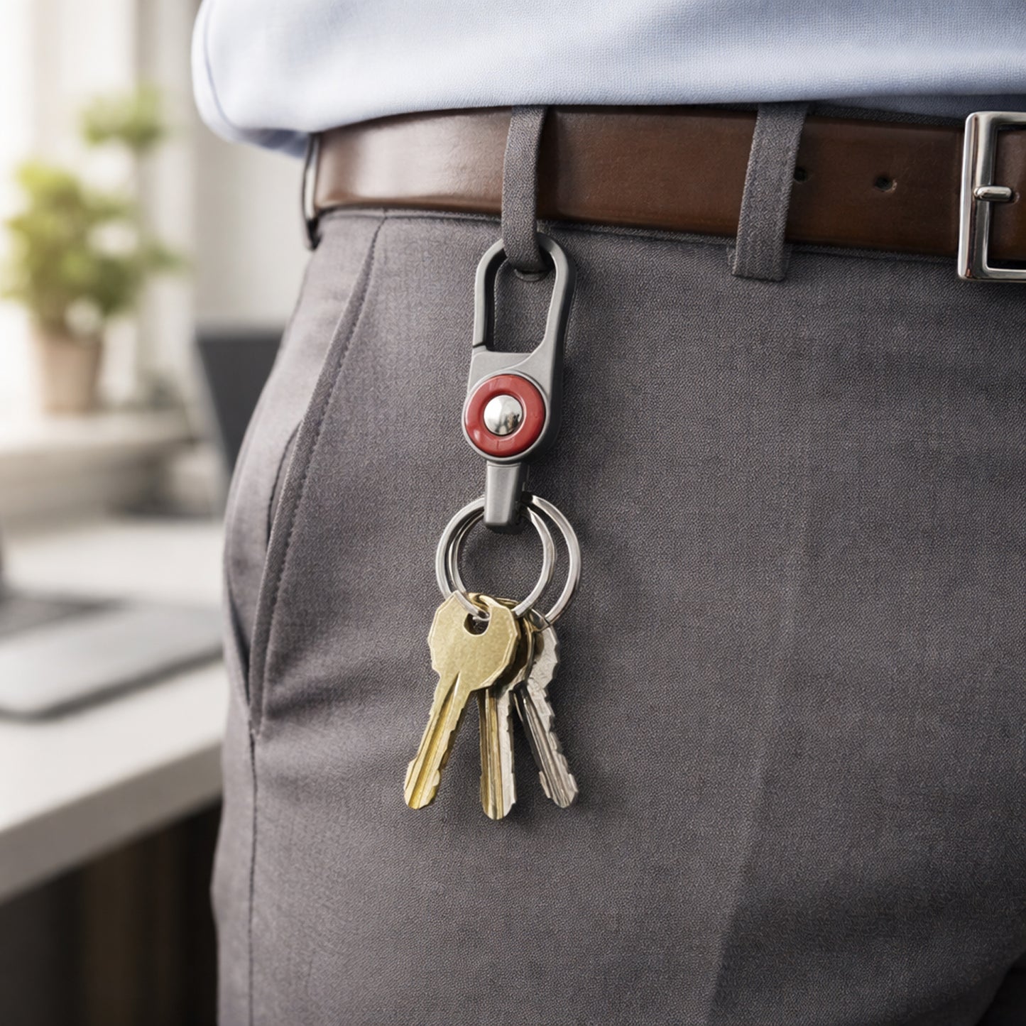 Premium Metal Key Holder With Dual Ring  Secure Clip (1 Pc)