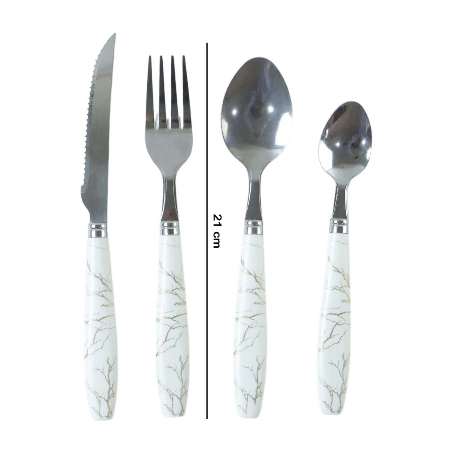 Stainless Steel Cutlery Set With Marble Design Handle (4 Pc  Set)
