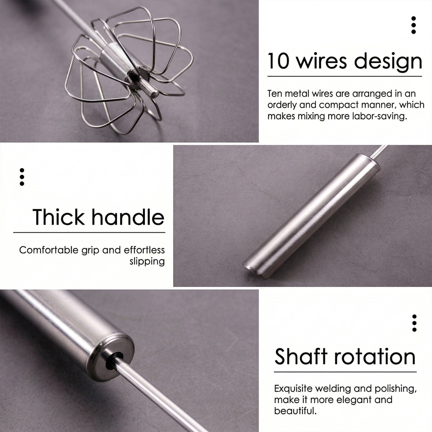 Stainless Steel Hand Push Rotary Whisk (1 Pc 29 Cm)